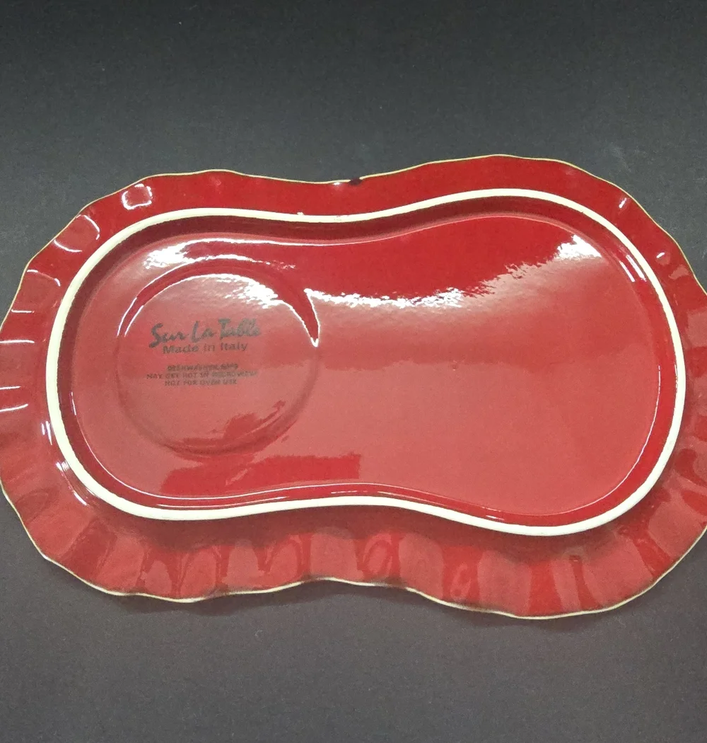 Rare Sur La Tab Breakfast Tray/Plates Red Santa Plate Made in Italy 12” Platter